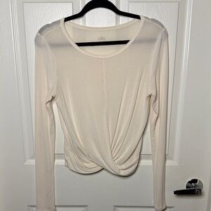 ALO Yoga Women's Cream Long Sleeve Twist Top